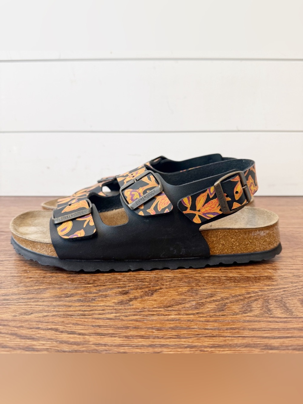 Birkenstock | Women’s Betula slingback sandals in a black floral design Size 40